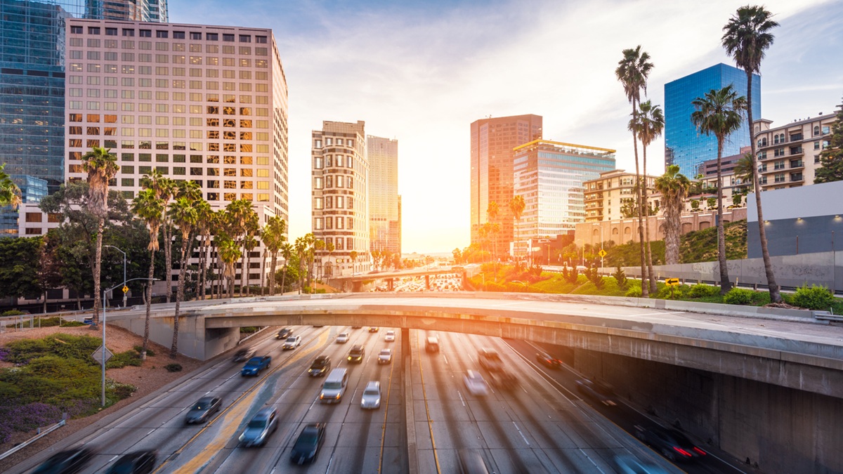 Skyline of a city in California